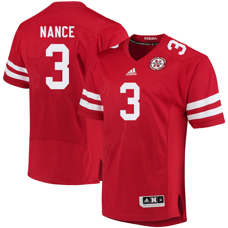 Men #3 Jamie Nance Nebraska Cornhuskers College Football Jerseys Sale-Red - Click Image to Close